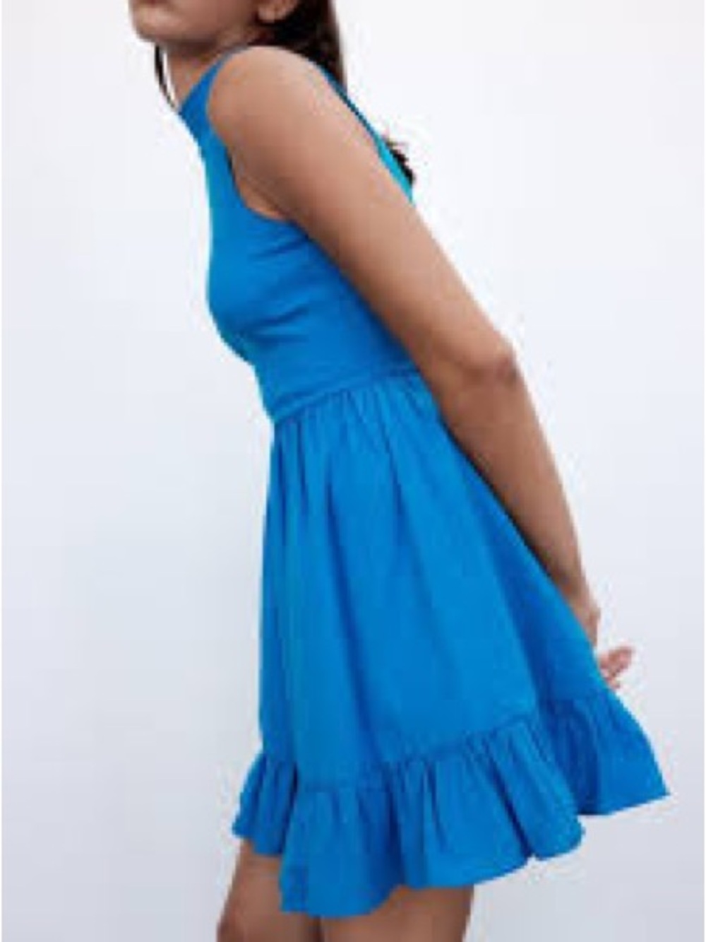 Zara Sleeveless Blue Dress with Ruffle Hem